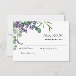 Tarjeta RSVP de Boda Elegante Lavender y Eucalyptu