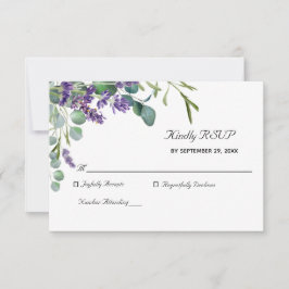 Tarjeta RSVP de Boda Elegante Lavender y Eucalyptu
