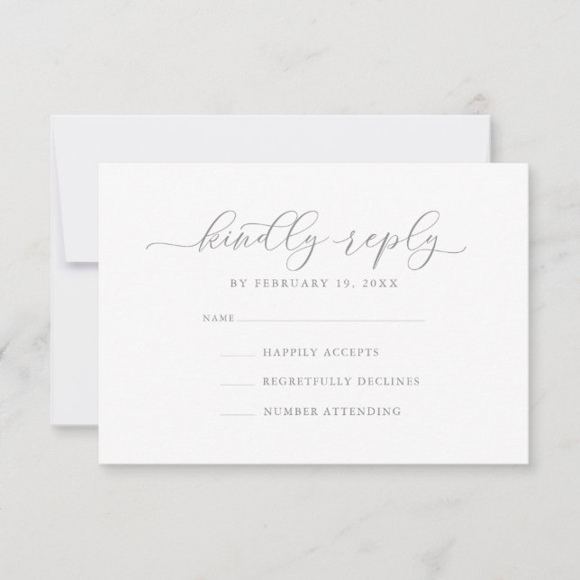 Tarjeta RSVP de boda elegante moderna (Anverso)