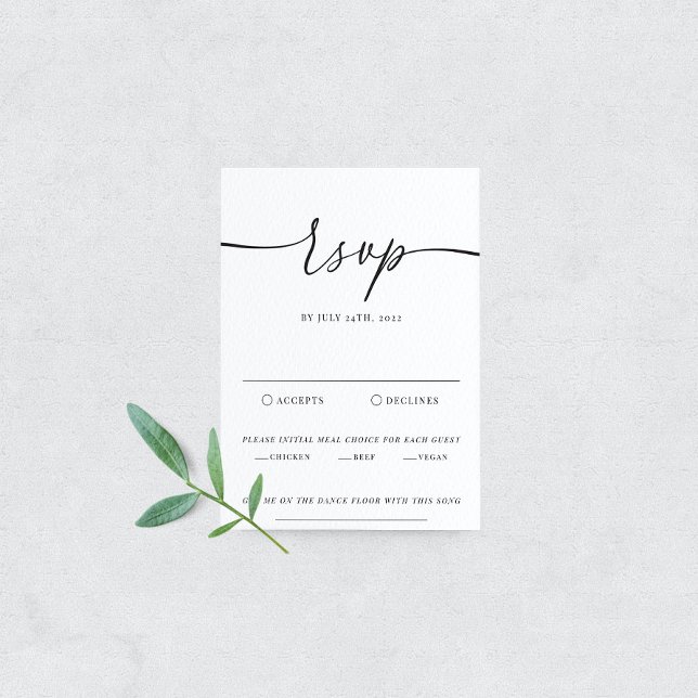 Tarjeta RSVP de boda elegante moderna (Subido por el creador)