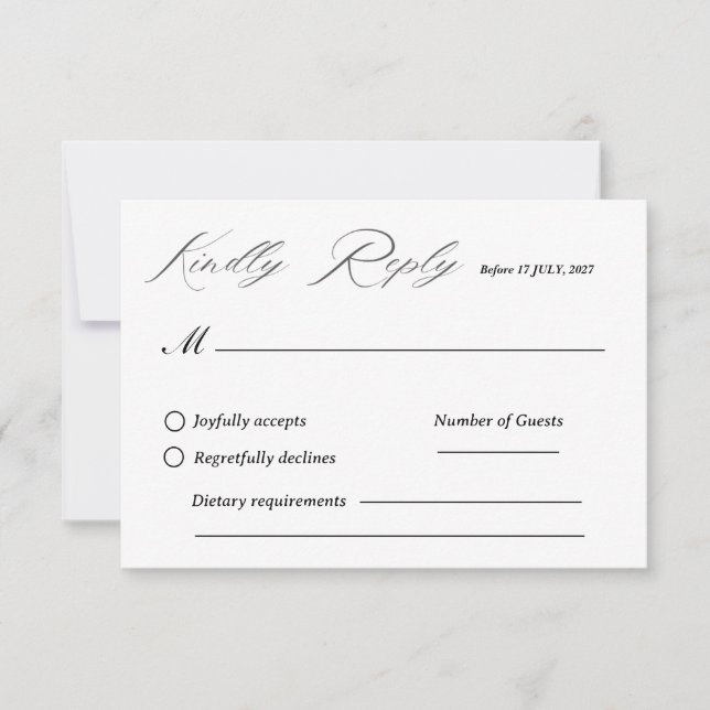 Tarjeta RSVP de boda elegante moderna (Anverso)