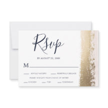 Tarjeta RSVP de Boda Elegante, Moderna, Azul, Reli