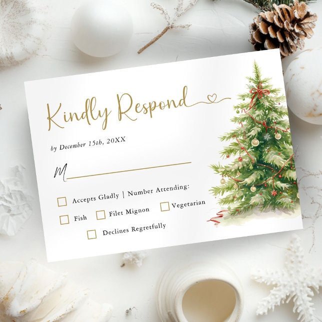 Tarjeta RSVP de Boda Elegante Moderna Boda navidad (Subido por el creador)