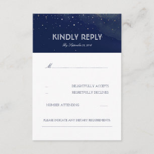 Tarjeta RSVP de Boda Elegante para Estrellas Noctu