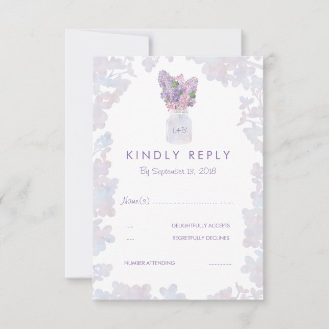 Tarjeta RSVP de Boda Elegante para Lilacs (Anverso)