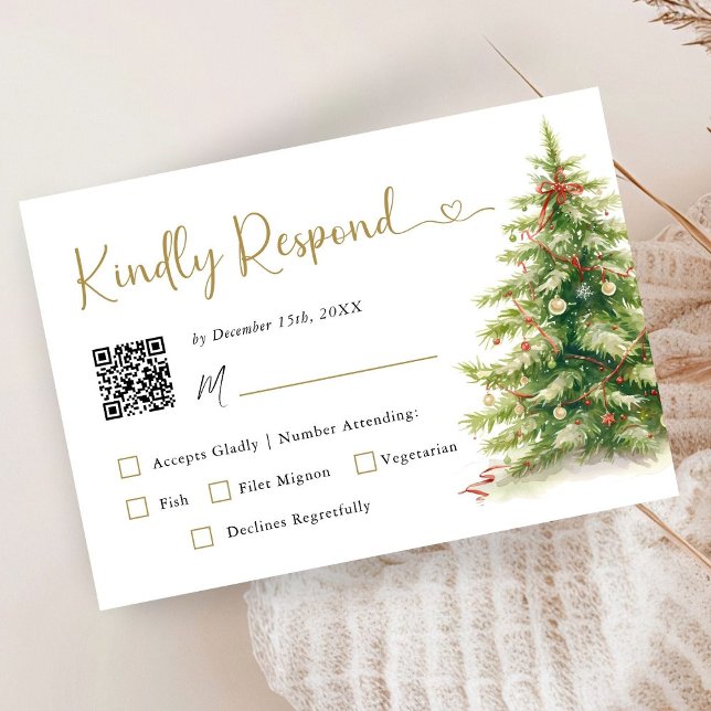 Tarjeta RSVP de boda elegante para navidades con c (Subido por el creador)