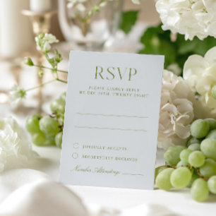 Tarjeta RSVP de Boda Elegante Verde Azul Claro y S