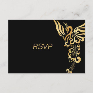Tarjeta RSVP de Boda en ascenso de Golden Phoenix