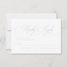 Tarjeta RSVP de Boda en Monograma Azul Claro "S"