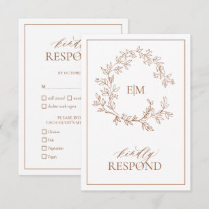 Tarjeta RSVP de Boda en Monograma de Escudo de Lea