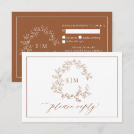 Tarjeta RSVP de Boda en Monograma de Escudo de Lea