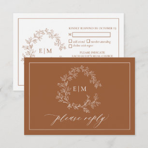 Tarjeta RSVP de Boda en Monograma de Escudo de Lea