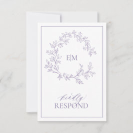Tarjeta RSVP de Boda en Monograma de Lavanda Lilac