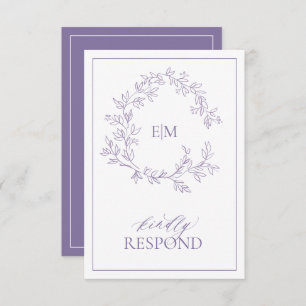 Tarjeta RSVP de Boda en Monograma de Lavanda Lilac