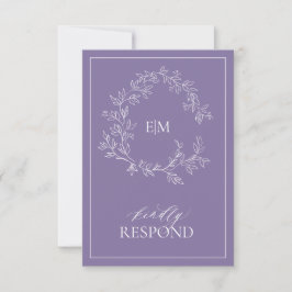 Tarjeta RSVP de Boda en Monograma de Lavanda Lilac