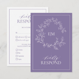 Tarjeta RSVP de Boda en Monograma de Lavanda Lilac
