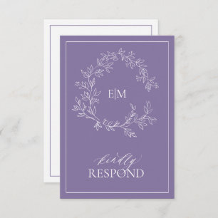 Tarjeta RSVP de Boda en Monograma de Lavanda Lilac