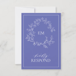 Tarjeta RSVP de Boda en Monograma Escudo de Leafy