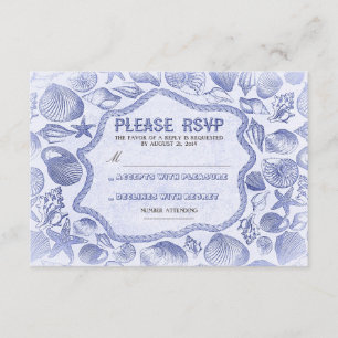 tarjeta RSVP de boda en playa náutica azul