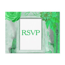 Tarjeta RSVP de boda en verde