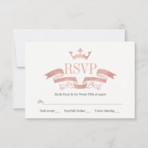Tarjeta RSVP de Boda Escudo de oro Rosa clásica