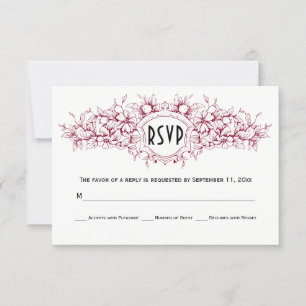 Tarjeta RSVP de boda escudo heráldica floral de Bo