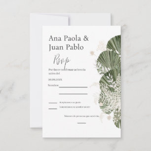 Tarjeta RSVP de Boda Española de Verdor