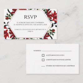 Tarjeta RSVP de Boda Española Floral Roja