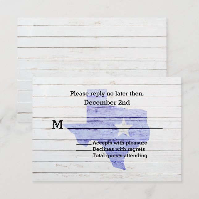 Tarjeta RSVP de boda estatal de Texas rusa (Anverso / Reverso)