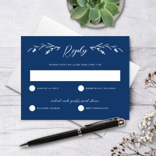 Tarjeta RSVP de Boda Flora Silvestre Azul de la Ma