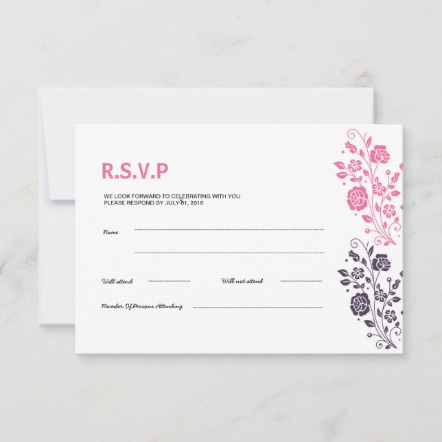 Tarjeta RSVP de boda floral (Anverso)