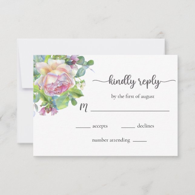 Tarjeta RSVP de boda floral (Anverso)