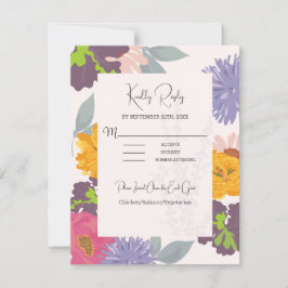 Tarjeta RSVP de boda floral abstracta moderna