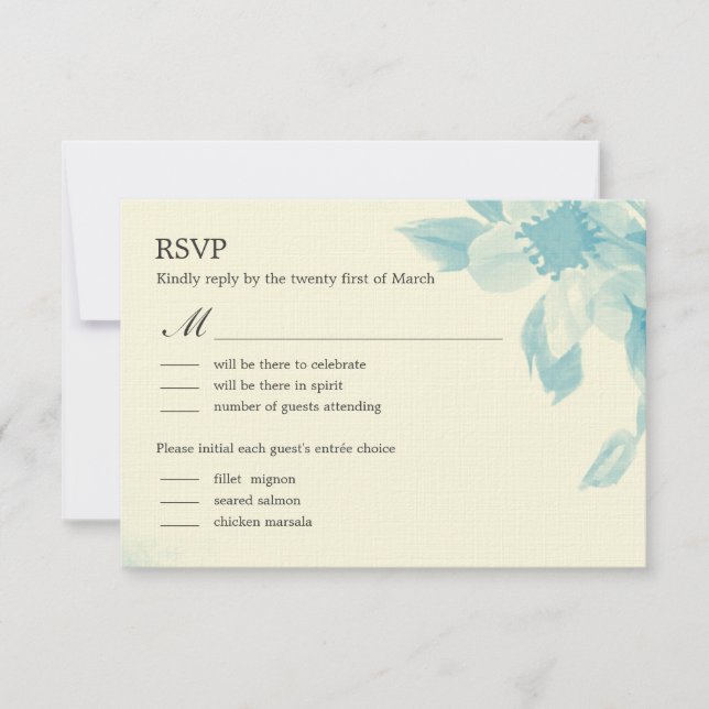Tarjeta RSVP de boda floral acuarela (Anverso)