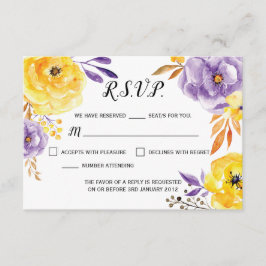 Tarjeta RSVP de boda floral acuarela