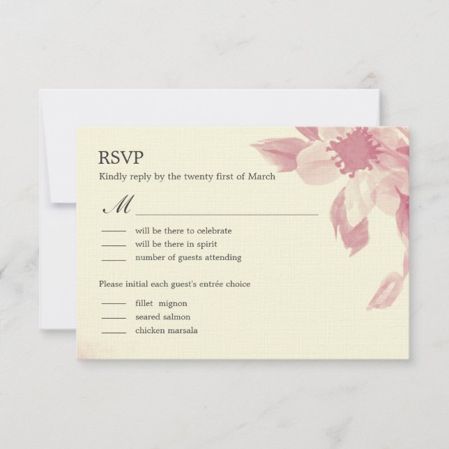 Tarjeta RSVP de boda floral acuarela (Anverso)