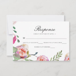 Tarjeta Rsvp de boda floral acuarela en gris
