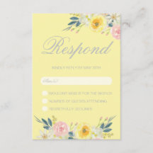 Tarjeta RSVP de boda floral amarilla