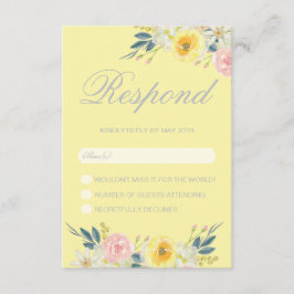 Tarjeta RSVP de boda floral amarilla