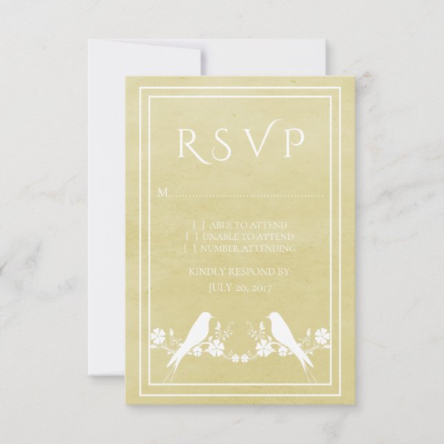 Tarjeta RSVP de Boda floral Amarilla (Anverso)