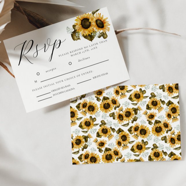 Tarjeta RSVP de boda floral amarilla de girasoles (Subido por el creador)