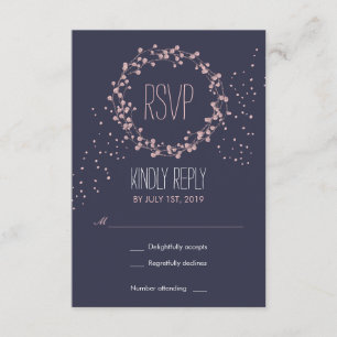 Tarjeta RSVP de Boda Floral Azul Azul de Marina Az