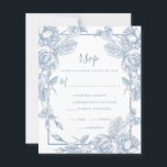 Tarjeta RSVP de boda floral azul turbia y presupue<br><div class="desc">Esta elegante tarjeta RSVP de Boda Floral Azul Dusty 4.5 x 5.6 es elegante, moderna, de moda y encantadora, y se coordina perfectamente con la invitación a la recepción de Boda Azul Dusty Presupuestaria. Su exquisita combinación de elegantes rosas azules polvorientos y una vegetación brillante es florida, delicada y hermosa....</div>