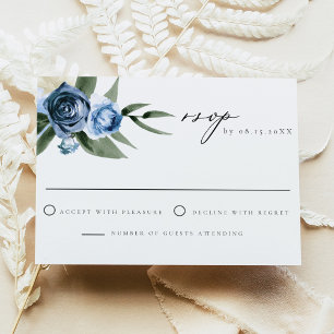 Tarjeta RSVP de boda floral azul turquesa MILENA