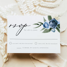 Tarjeta RSVP de boda floral azul turquesa MILENA