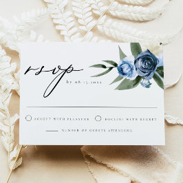 Tarjeta RSVP de boda floral azul turquesa MILENA