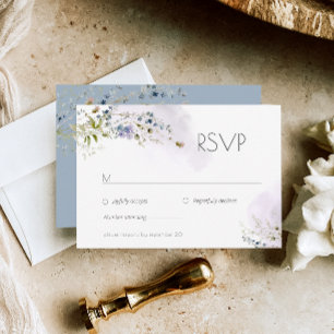 Tarjeta RSVP de boda floral azul turquesa moderna