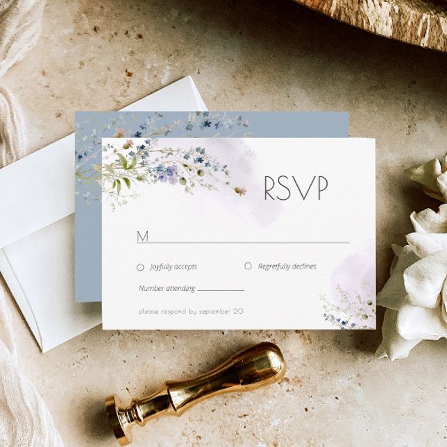 Tarjeta RSVP de boda floral azul turquesa moderna (Subido por el creador)