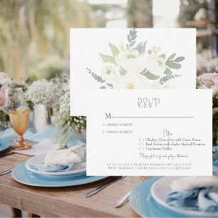 Tarjeta RSVP de boda floral blanca