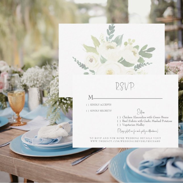 Tarjeta RSVP de boda floral blanca (Subido por el creador)
